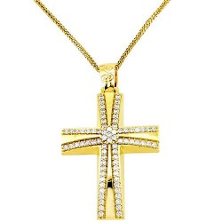 Χρυσός βαπτιστικός σταυρός Κ14 με αλυσίδα